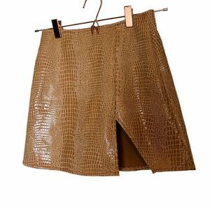NWOT Motel Faux Snakeskin Side Slit Skirt XS